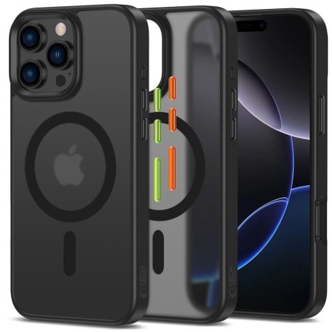 Etui case na iPhone 16 Pro z nakładkami na przyciski MagMat Magsafe - czarny mat
