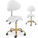 Krzesło kosmetyczne siodłowe z oparciem regulowane MANNHEIM biało-złote