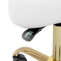 Krzesło kosmetyczne siodłowe z oparciem regulowane MANNHEIM biało-złote