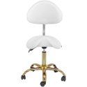 Krzesło kosmetyczne siodłowe z oparciem regulowane MANNHEIM biało-złote