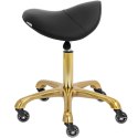 Taboret stołek kosmetyczny siodłowy na kółkach do 150 kg YORK - czarno złoty