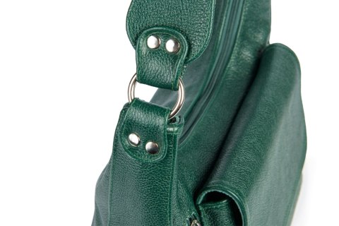 Zielona skórzana torebka na ramię EP20