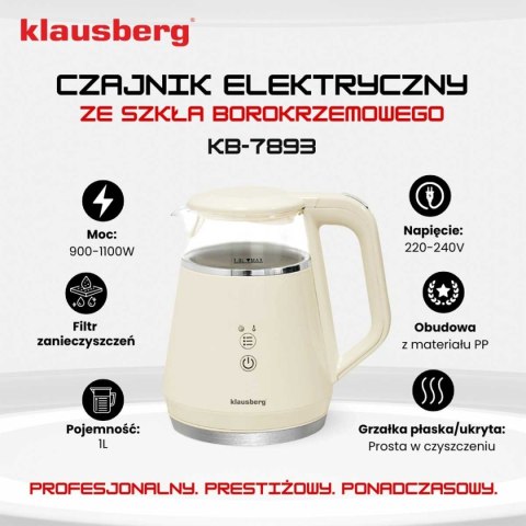 CZAJNIK ELEKTRYCZNY 1L KLAUSBERG KB-7893 LED REGULACJA TEMPERATURY