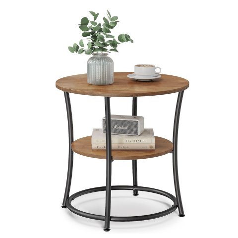 Okrągły stolik kawowy dwupoziomowy orzech