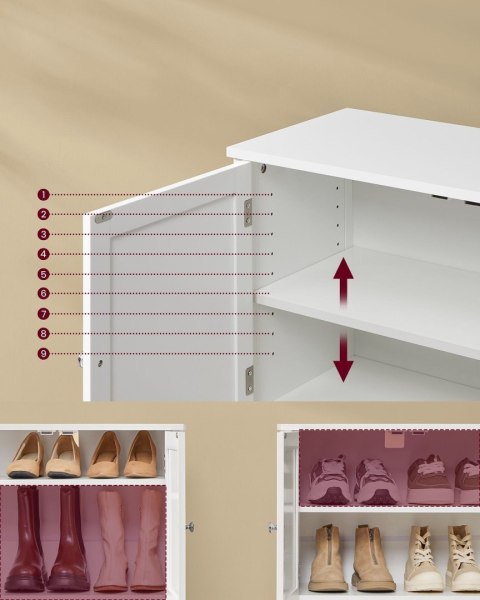 Podwójna szeroka szafka na buty biała