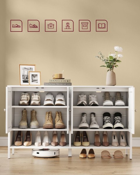 Podwójna szeroka szafka na buty biała