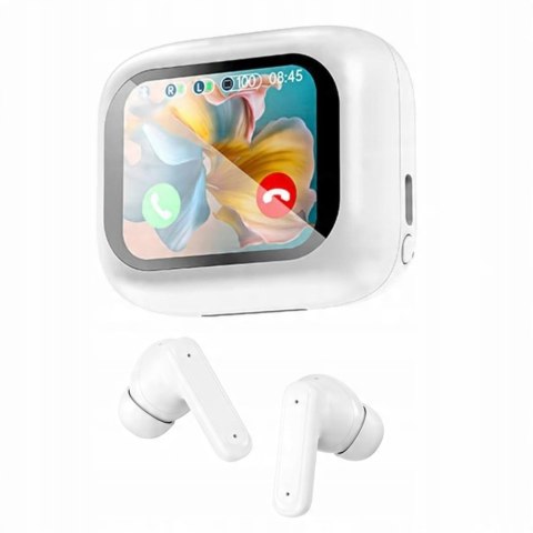 TECHLY Słuchawki bezprzewodowe dokanałowe Bluetooth, etui z ekranem LCD, ICC SB-BLT08W