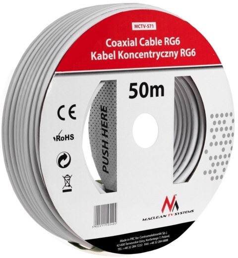 Kabel przewód koncentryczny satelitarny 1.0CCS RG6 50M MCTV-571