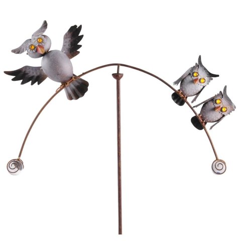Balansująca ozdoba ogrodowa z sowami h138 cm