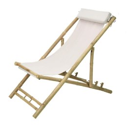 Leżak plażowy z bambusa z poduszką