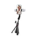 Selfie stick kijek do zdjęć Bluetooth z tripodem lampą LED do 105cm - czarny
