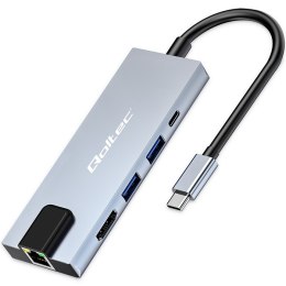 HUB Adapter USB-C 5w1 | USB-C PD 100W | 2xUSB | HDMI 4K | RJ45