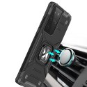 Pancerne hybrydowe etui z magnetycznym uchwytem do Samsung Galaxy S22 Ultra Ring Armor - niebieski