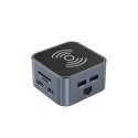 12w1 Hub z ładowarką bezprzewodową USB-A USB-C HDMI RJ45 SD TF mini jack - szary