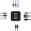 12w1 Hub z ładowarką bezprzewodową USB-A USB-C HDMI RJ45 SD TF mini jack - szary