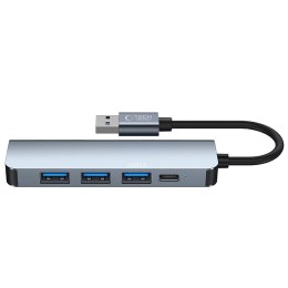 5w1 HUB rozdzielacz USB-A na USB-A USB-C - szary