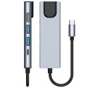 5w1 HUB rozdzielacz USB-C na USB-C USB-A HDMI RJ45 - szary