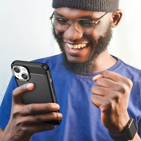 Etui elastyczny żelowy pokrowiec na tył plecki do iPhone 14 Plus Carbon Case - czarny