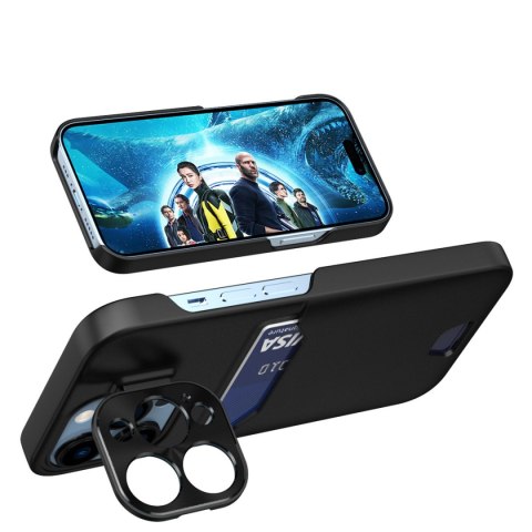 Etui pokrowiec portfel na kartę z podstawką na Samsung Galaxy S23 Leather Stand Case - czarne