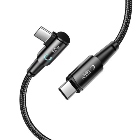 Kabel przewód kątowy i prosty USB-C 60W 6A 2m - szary