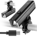 Lampka rowerowa przednia 1000 lm z kablem USB-C - USB-A - czarna