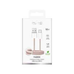 Kabel przewód USB-A - USB-C w oplocie Fabrik 10W 1.5m - beżowy