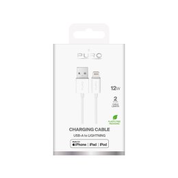 Kabel przewód USB-A - iPhone Lightning TPE 12W 2m - biały