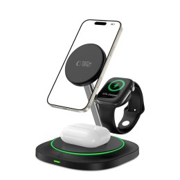Ładowarka indukcyjna 3w1 do smartfona smartwatcha słuchawek Magnetic MagSafe - czarna