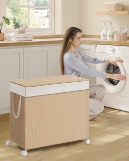 Beżowy mobilny kosz na pranie 140 L