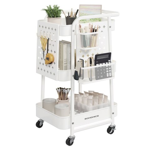 Mobilny metalowy wózek kuchenny biały