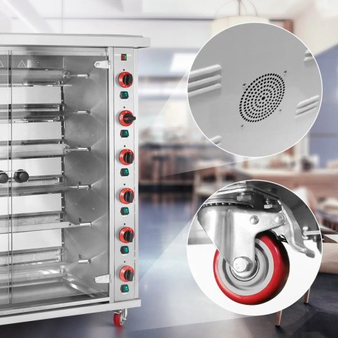 Rożen gazowy opiekacz do 30 kurczaków 6 szpikulców propan-butan 30 kW
