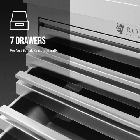 Szafka gastronomiczna na ciasto do pizzy z rantem 7 szuflad 50 x 70 cm