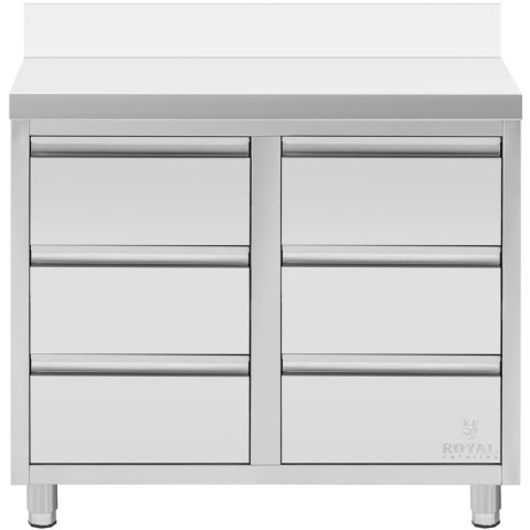 Szafka gastronomiczna przyścienna z rantem 6 szuflad STAL 100 x 60 cm