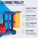 Wózek do mycia podłóg 2 wiadra wyżymaczka worek na pranie 3 półki 18 l