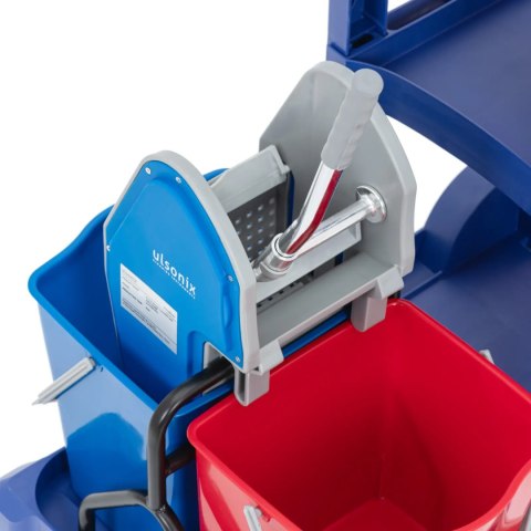 Wózek do mycia podłóg 2 wiadra wyżymaczka worek na pranie 3 półki 18 l