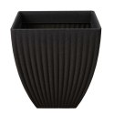 Donica Lotus kwadrat antracyt 42x40 cm Nowoczesna, prążkowana, kwadratowa osłonka na kwiaty wykonana z mocnego tworzywa imitują