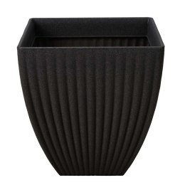 Donica Lotus kwadrat antracyt 42x40 cm Nowoczesna, prążkowana, kwadratowa osłonka na kwiaty wykonana z mocnego tworzywa imitują