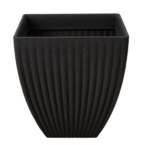 Donica Lotus kwadrat antracyt 42x40 cm Nowoczesna, prążkowana, kwadratowa osłonka na kwiaty wykonana z mocnego tworzywa imitują