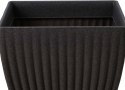 Donica Lotus kwadrat antracyt 42x40 cm Nowoczesna, prążkowana, kwadratowa osłonka na kwiaty wykonana z mocnego tworzywa imitują
