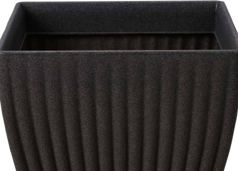 Donica Lotus kwadrat antracyt 42x40 cm Nowoczesna, prążkowana, kwadratowa osłonka na kwiaty wykonana z mocnego tworzywa imitują