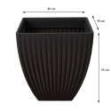 Donica Lotus kwadrat antracyt 42x40 cm Nowoczesna, prążkowana, kwadratowa osłonka na kwiaty wykonana z mocnego tworzywa imitują