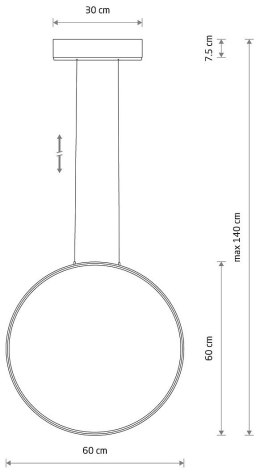 Lampa Wisząca CIRCOLO P Czarny 21W LED 3000K 60cm