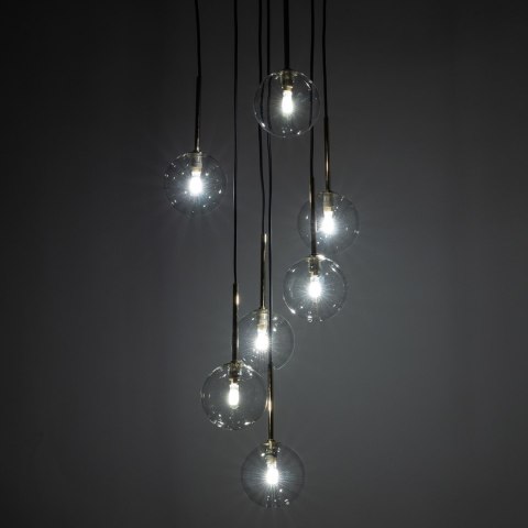Lampa Wisząca NILOS Czarny Złoty Szklane Klosze 7xG9