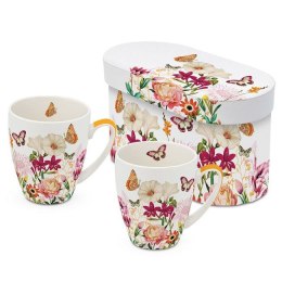 Kwiaty & Motyle Zestaw Kubków Porcelanowych w Ozdobnym Pudełku, 350 ml