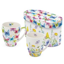 Motyle & Kwiaty Zestaw 2 Kubków Porcelanowych w Ozdobnym Pudełku, 350 ml
