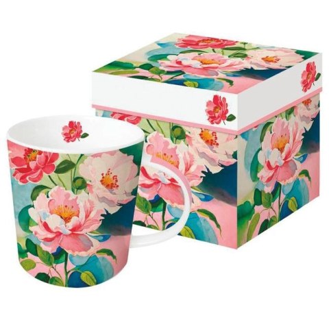 Piwonie Kubek Porcelanowy w Ozdobnym Pudełku, 400 ml
