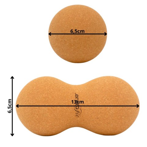 PODWÓJNA PIŁECZKA DO MASAŻU KORKOWA 7.5x15CM ENERO FIT