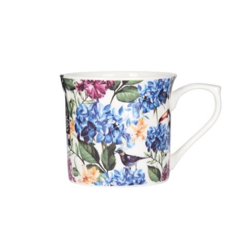 Porcelanowy kubek ryflowany Kwiaty, 300 ml