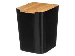 Kosz kuchenny z bambusową pokrywą czarny