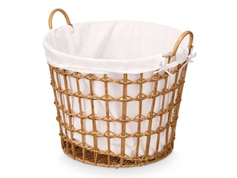 Okrągły kosz wiklinowy z materiałowym wk